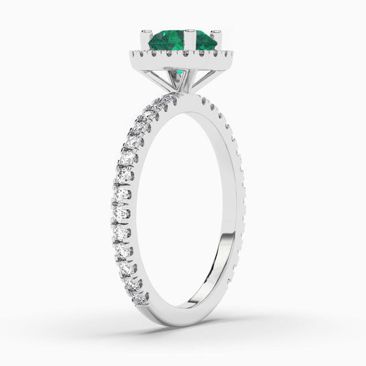 Round diamond sterling silver ring