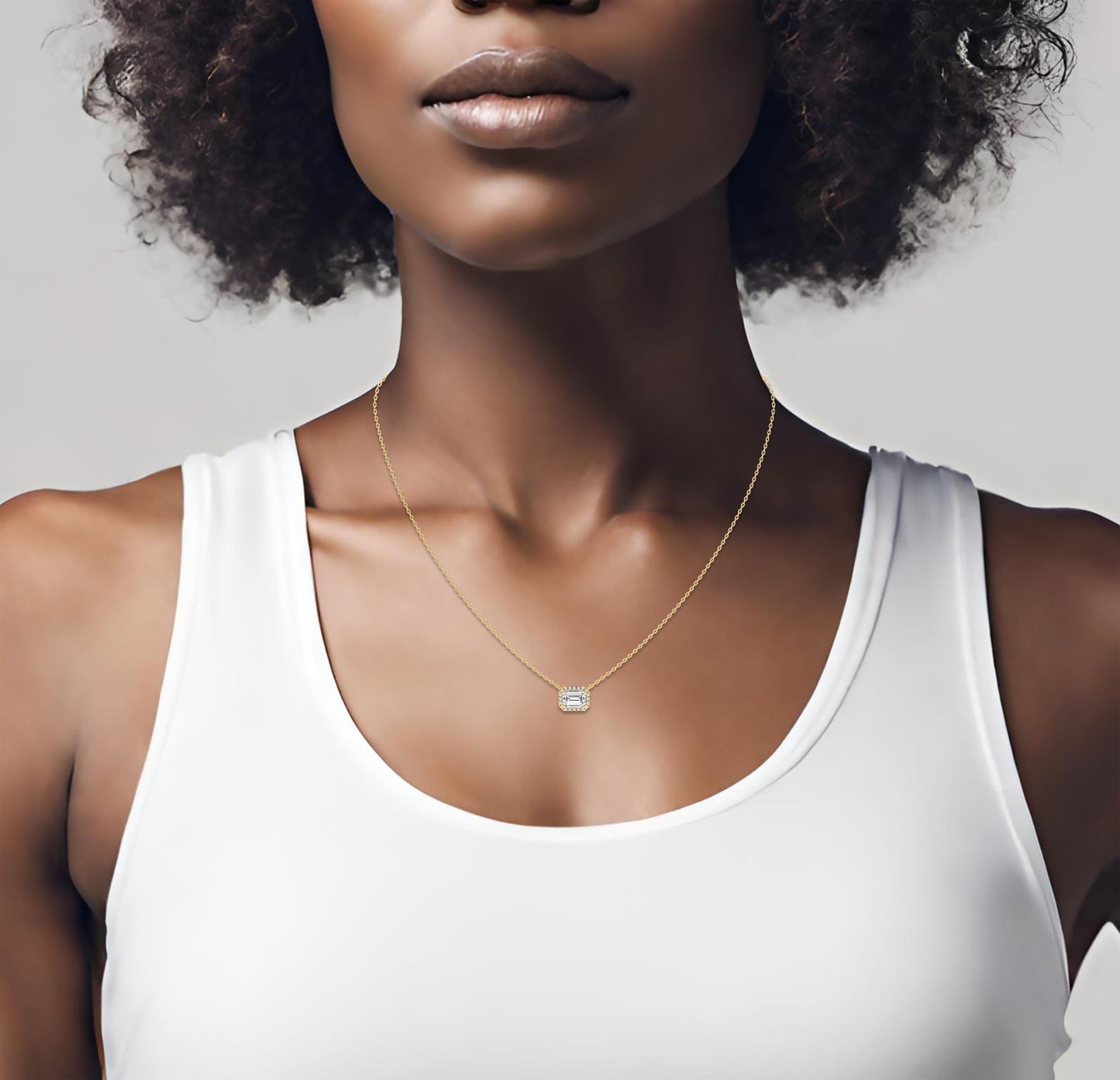 Sterling Silver Halo Diamond Necklace