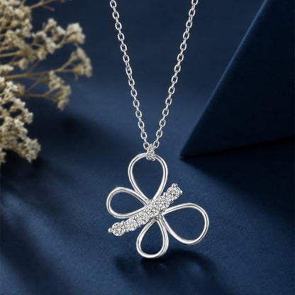 Rose Gold Zircon Butterfly Pendant With Cable Chain