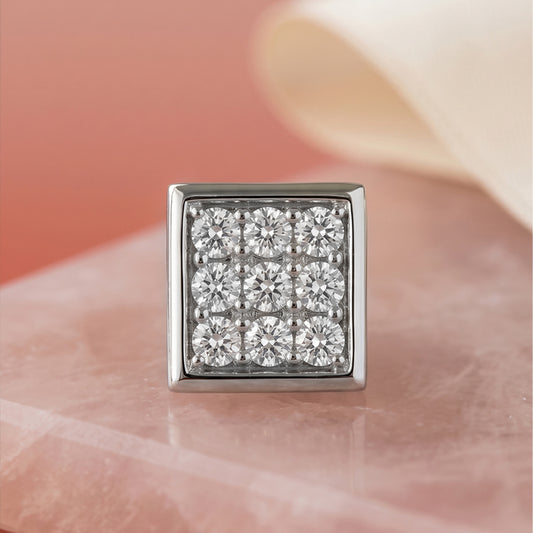 Square Diamond Silver Stud for Men