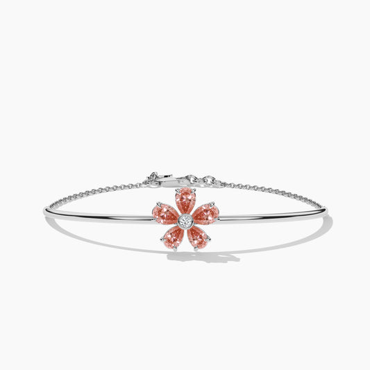Girls Silver Flower Bangle Bracelet