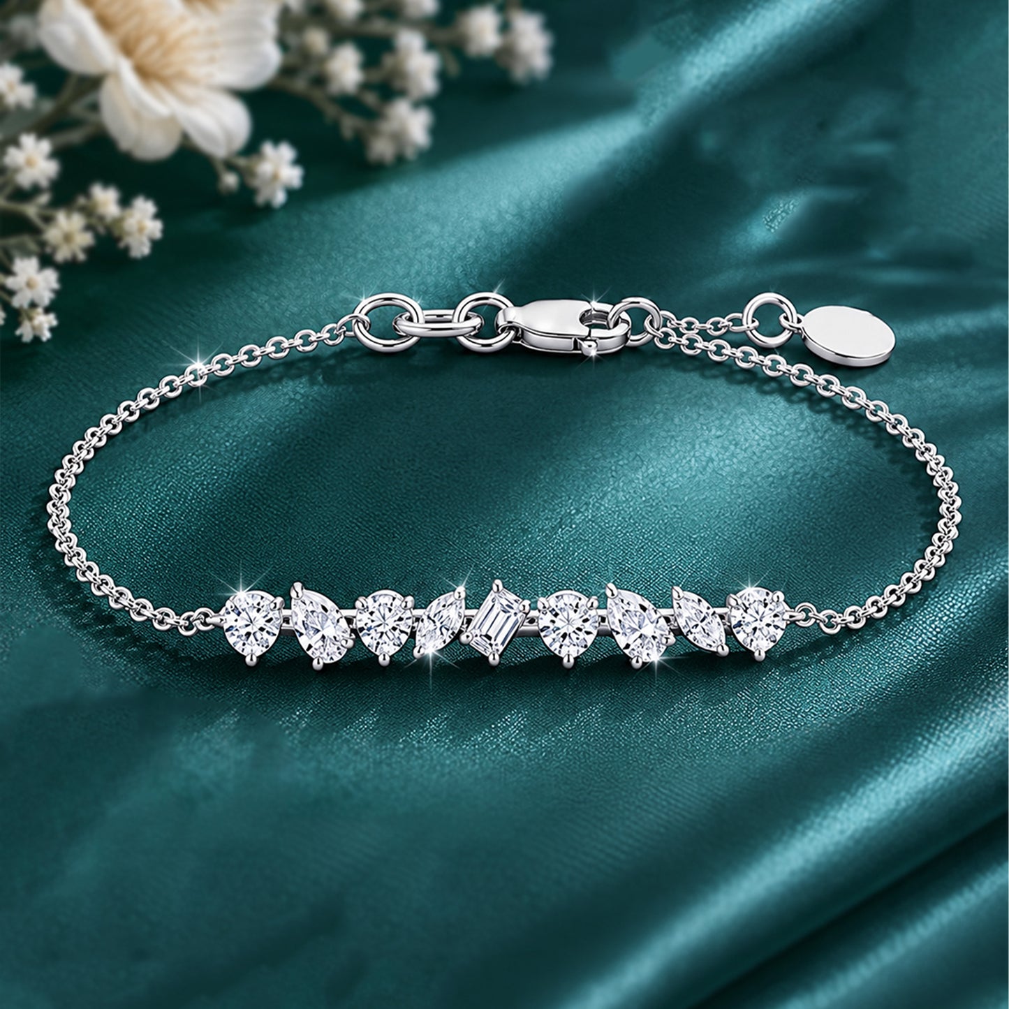 American Diamond Pure Silver Bracelet for Womens