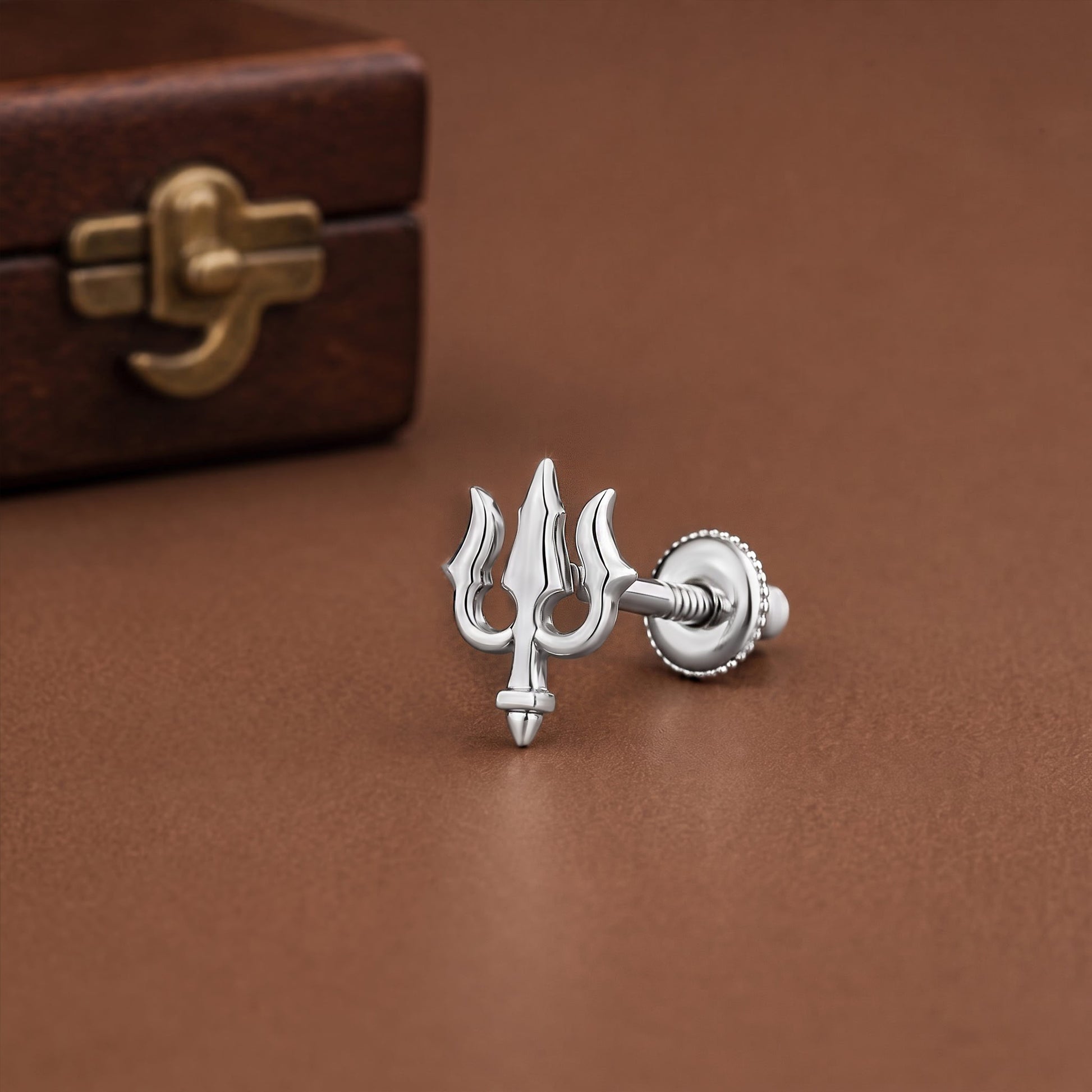 Diamond Trishul Earrings for men