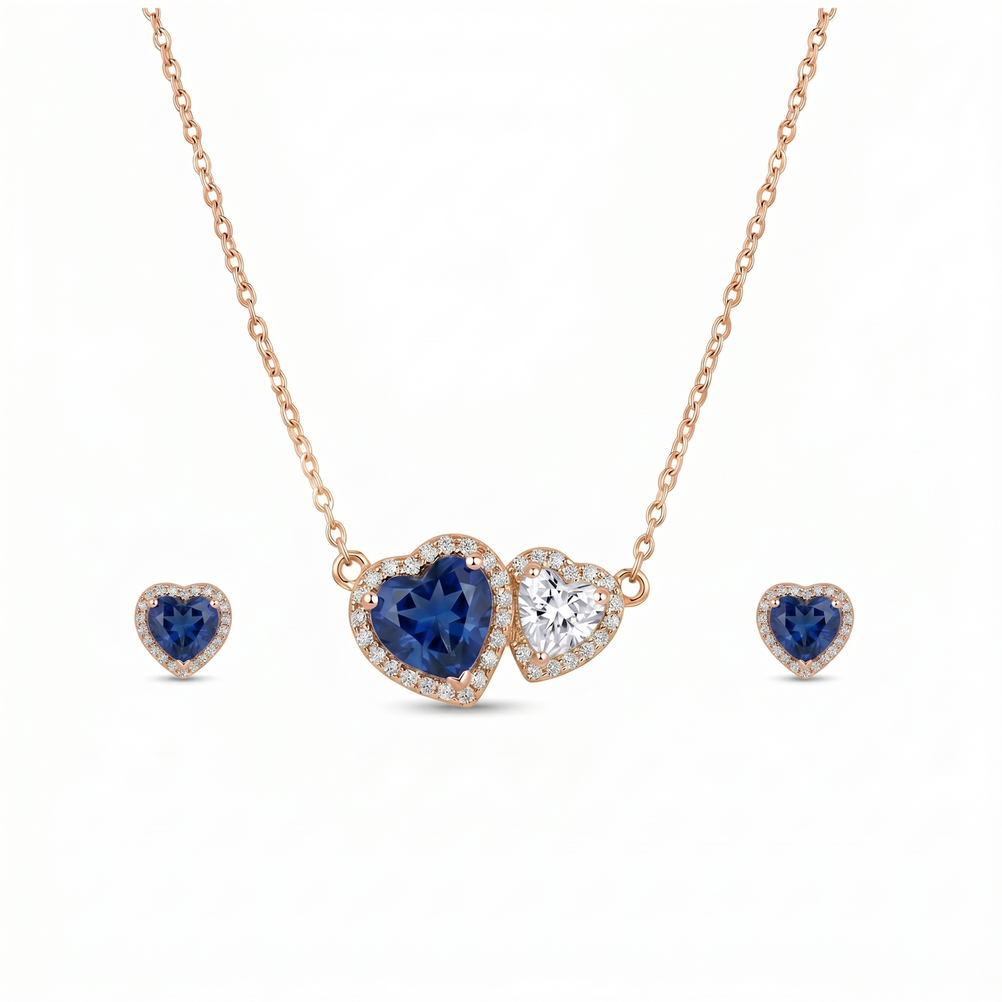 925 Sterling Silver Blue Heart Necklace