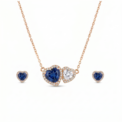 925 Sterling Silver Blue Heart Necklace