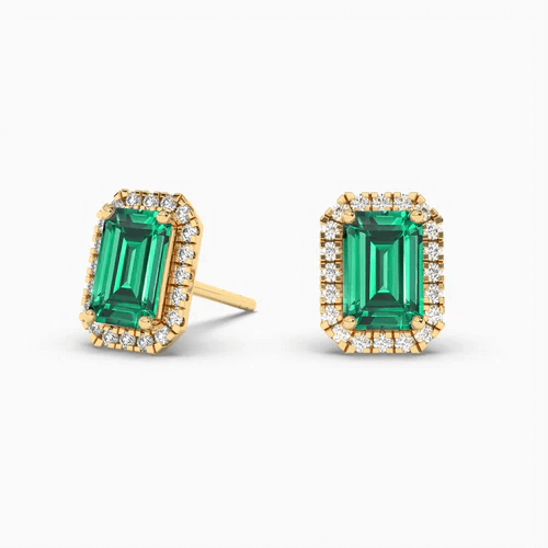 green emerald stud earrings
