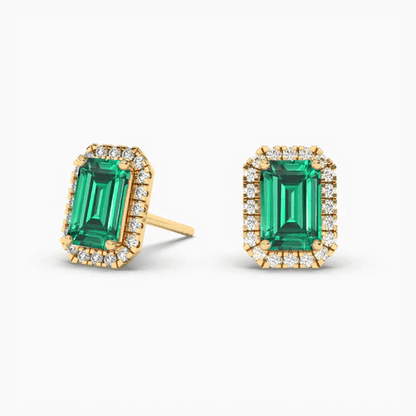green emerald stud earrings