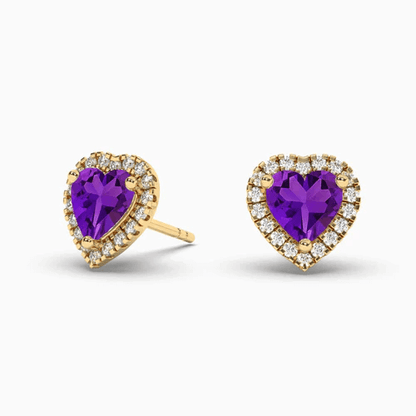 Purple Amethyst Halo Diamond Earrings