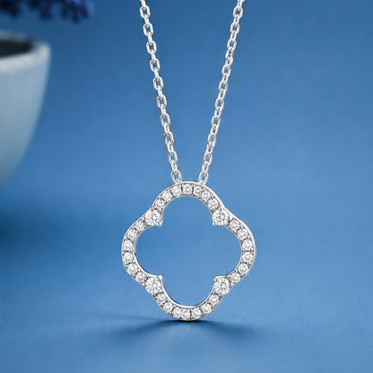 Silver Open Clover Pendant Necklace