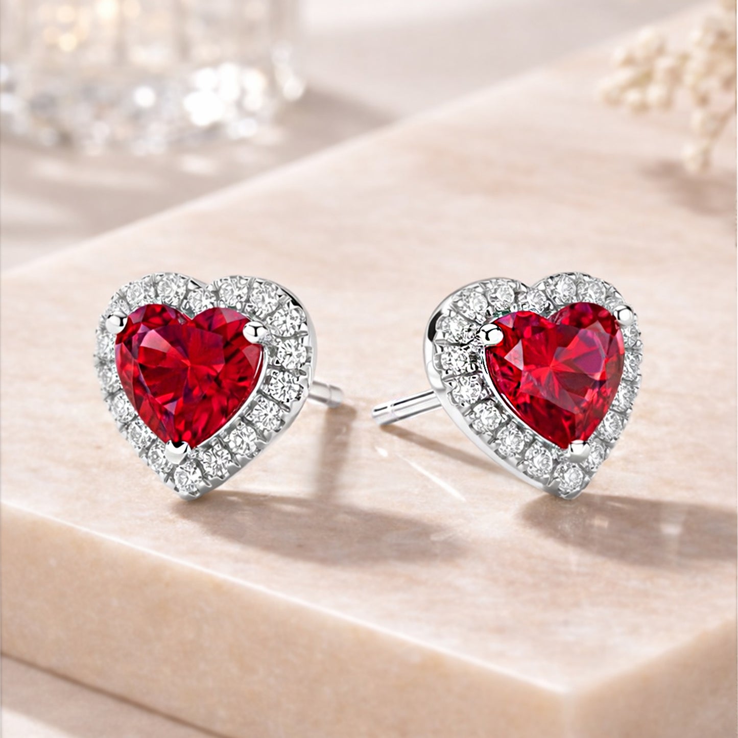 Sterling Silver Ruby Earrings