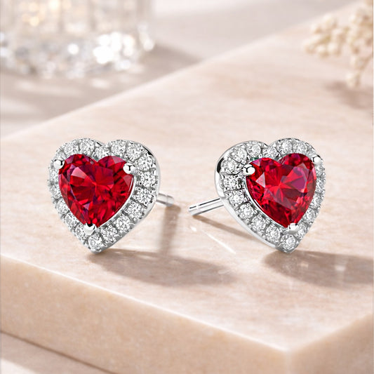 Sterling Silver Ruby Earrings