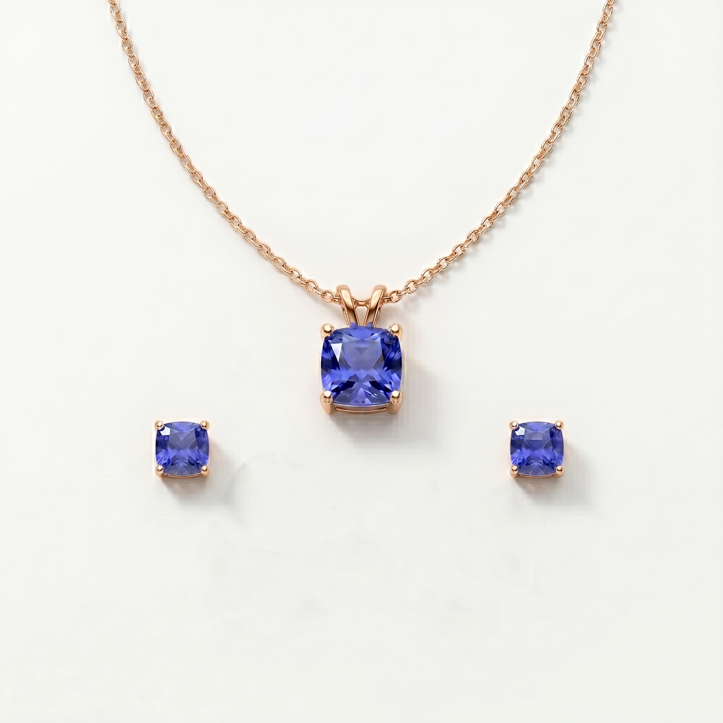 Blue Diamond Pendant Set for Women