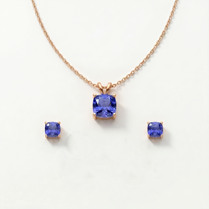 Blue Diamond Pendant Set for Women
