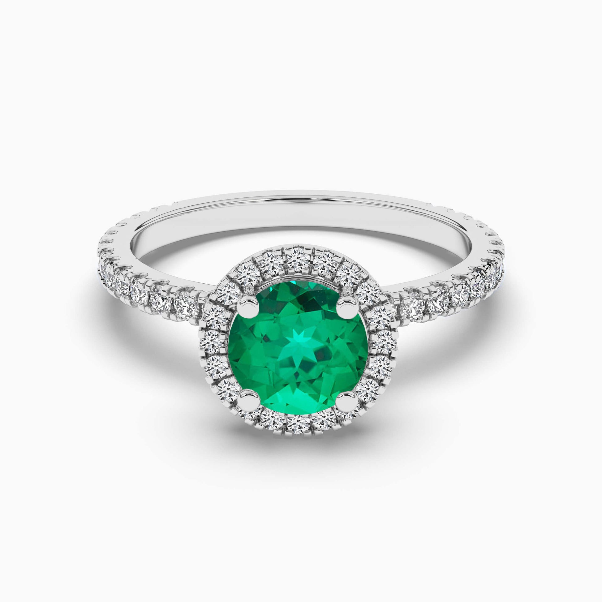 Round diamond sterling silver ring