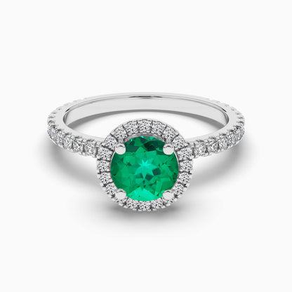 Round diamond sterling silver ring