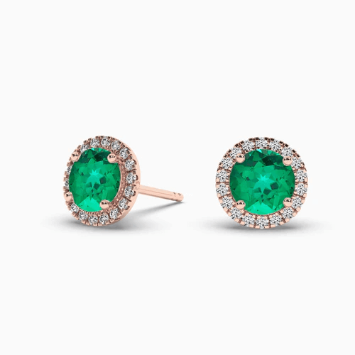 green emerald stud earrings
