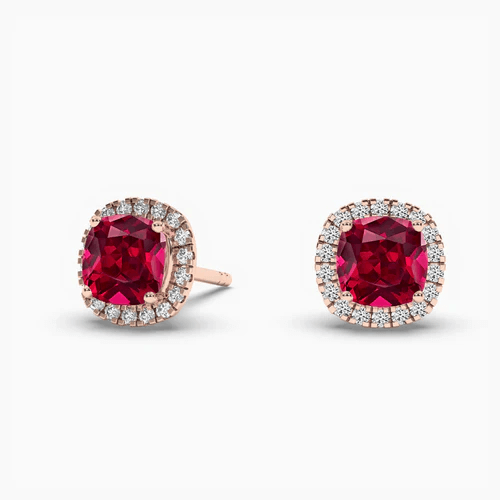 Ear studs with ruby and diamond