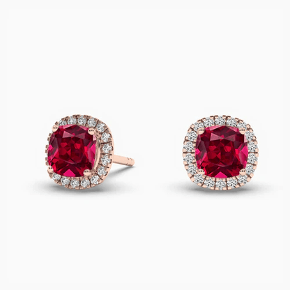 Ear studs with ruby and diamond
