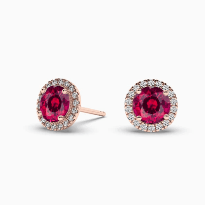 Ear studs with ruby and diamond