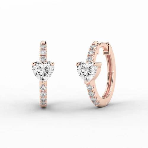 heart shape gold plated silver earrings