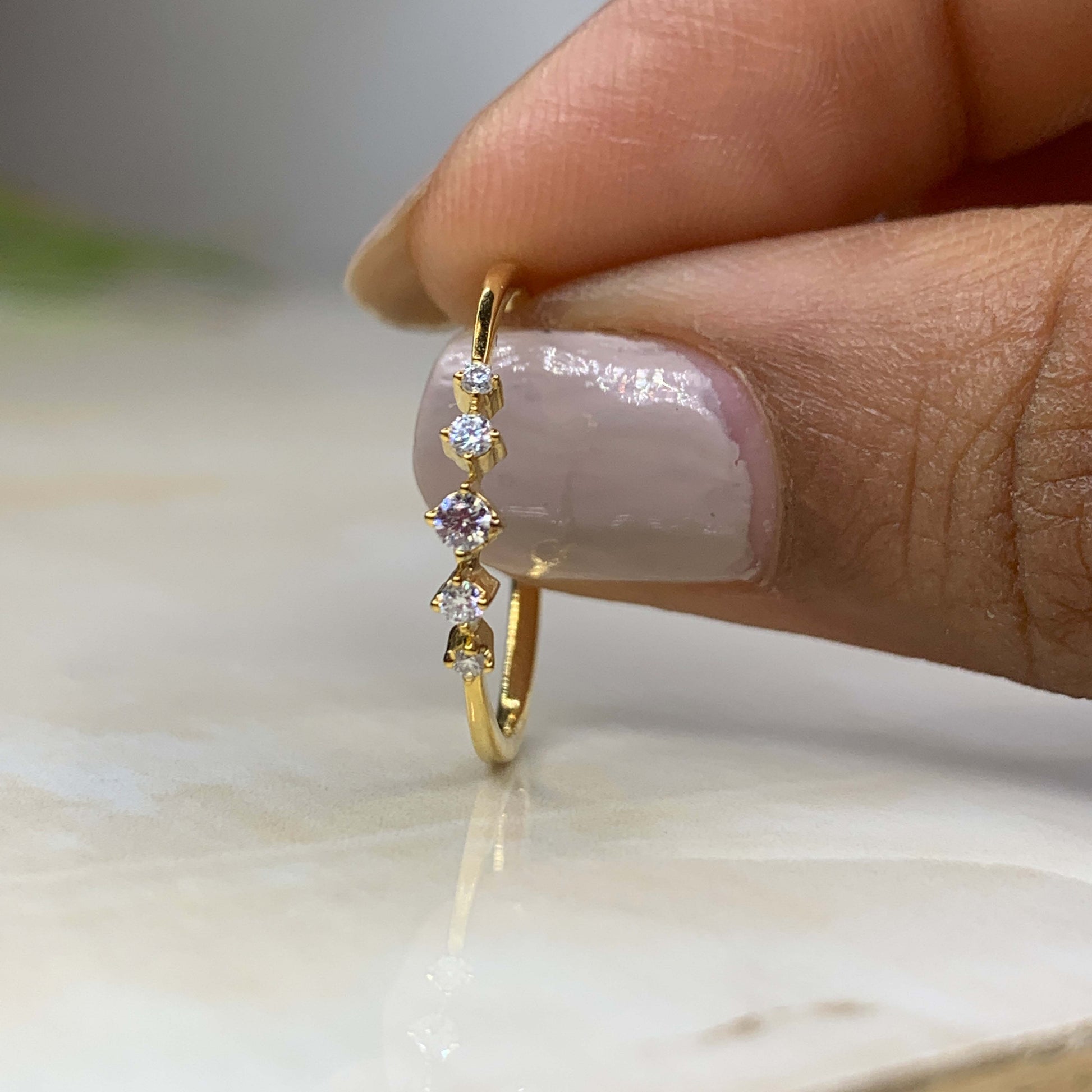 five diamond silver ring