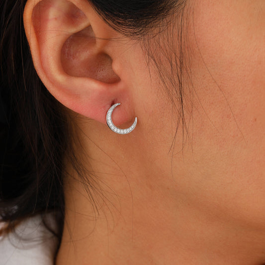 silver half-moon earrings