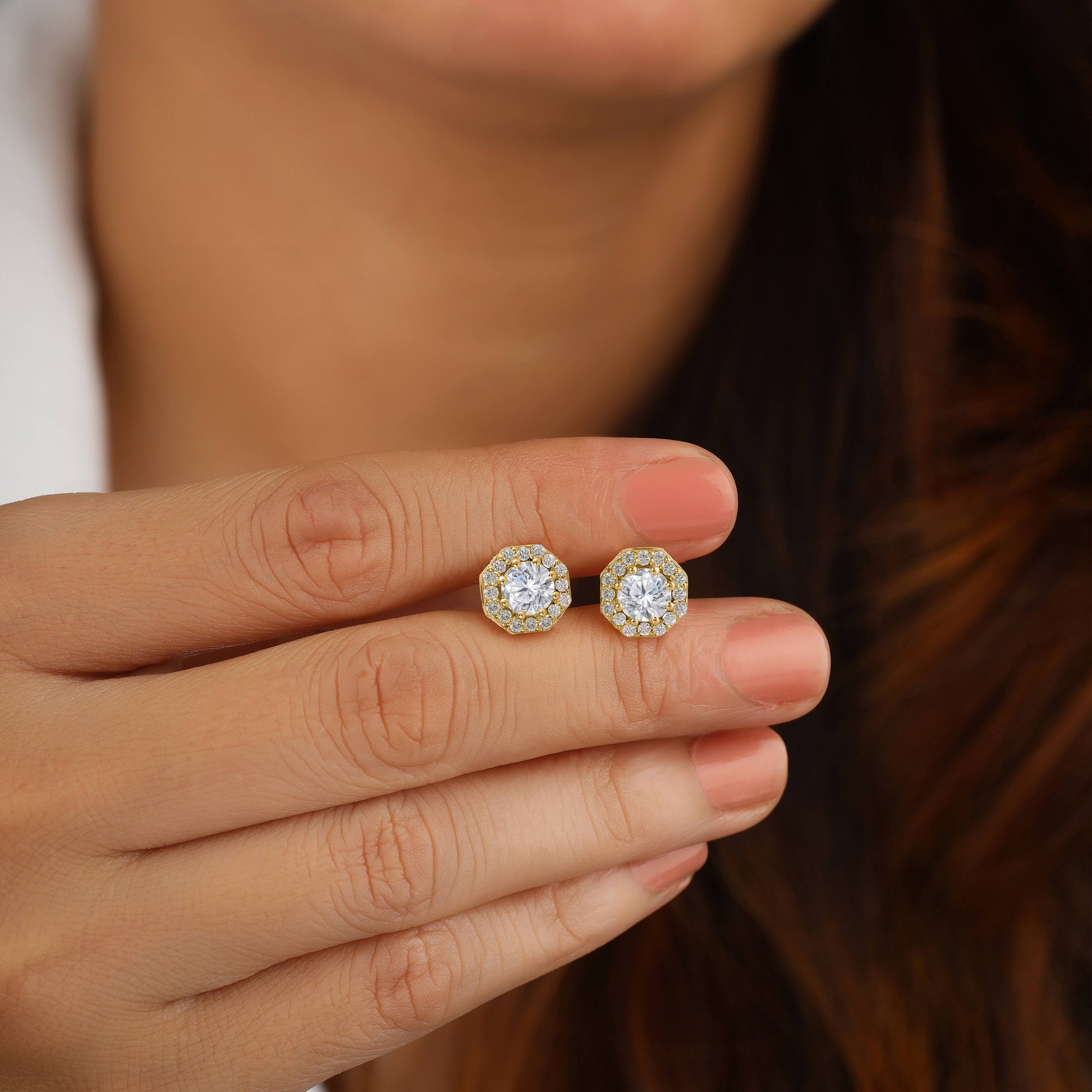 silver stone earrings