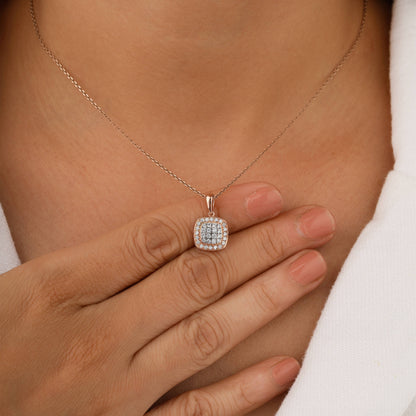 silver diamond necklace​
