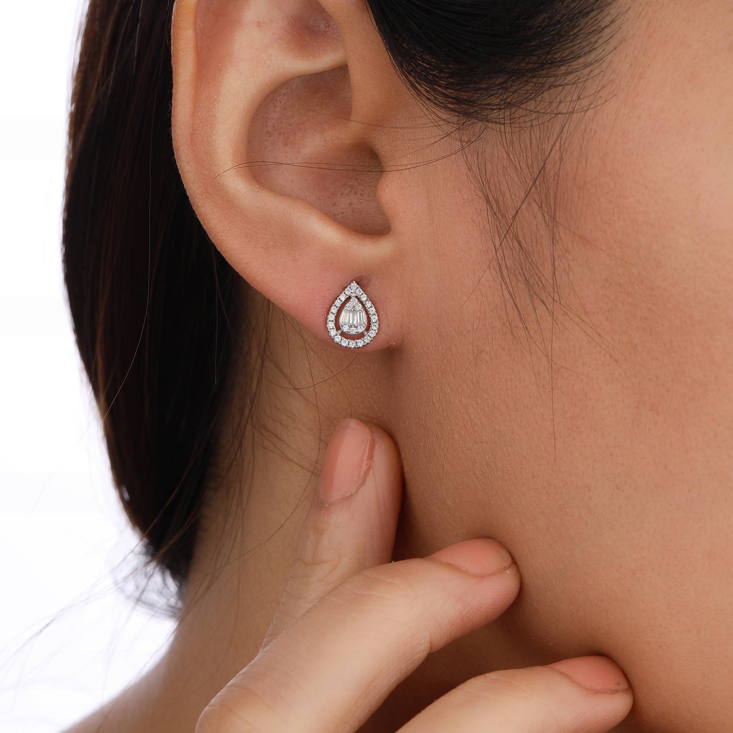 pear-shaped silver earrings