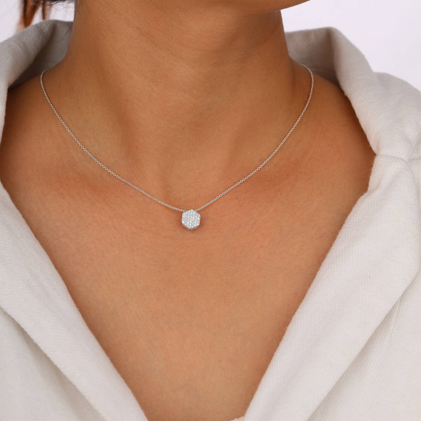 Silver Hexagon pendant