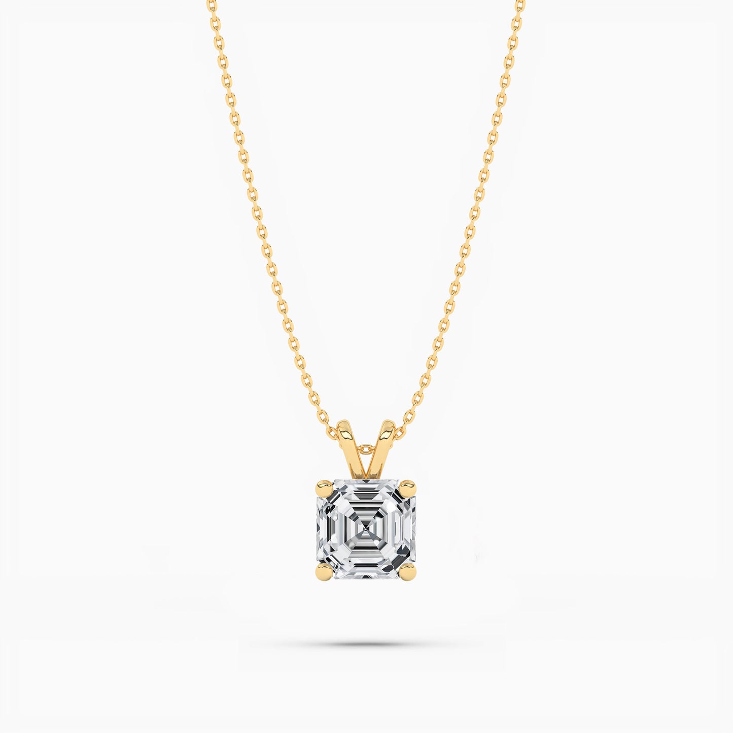 Asscher Diamond Solitaire Pendant Necklace