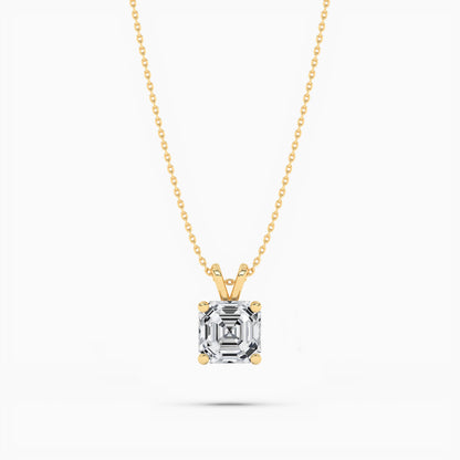 Asscher Diamond Solitaire Pendant Necklace