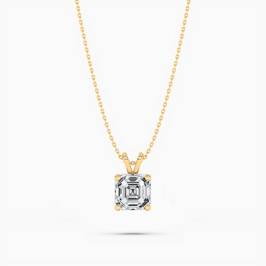 Asscher Diamond Solitaire Pendant Necklace