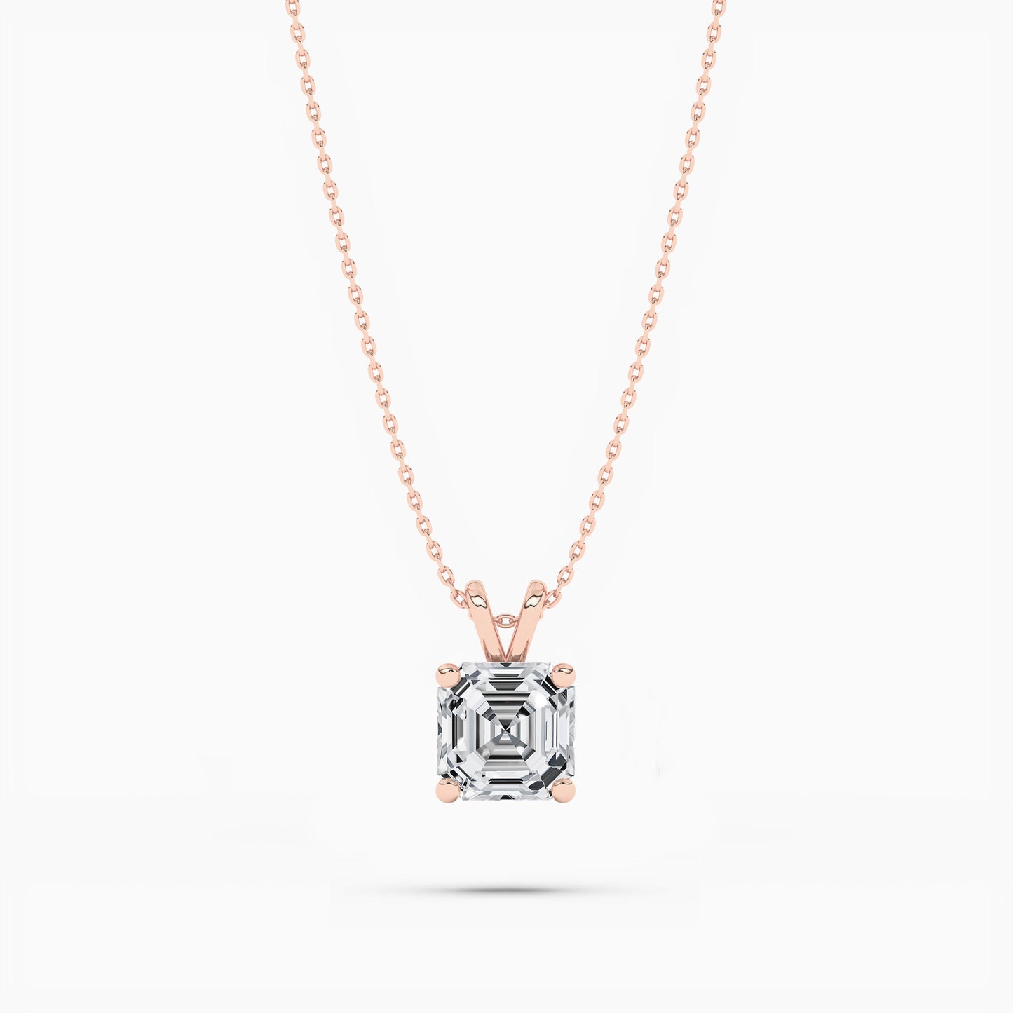 Asscher Diamond Solitaire Pendant Necklace