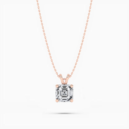 Asscher Diamond Solitaire Pendant Necklace