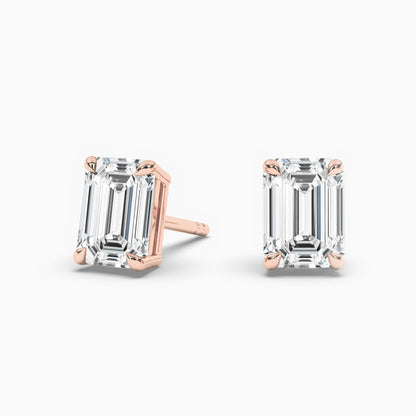 Emerald Diamond Slitaire Earrings