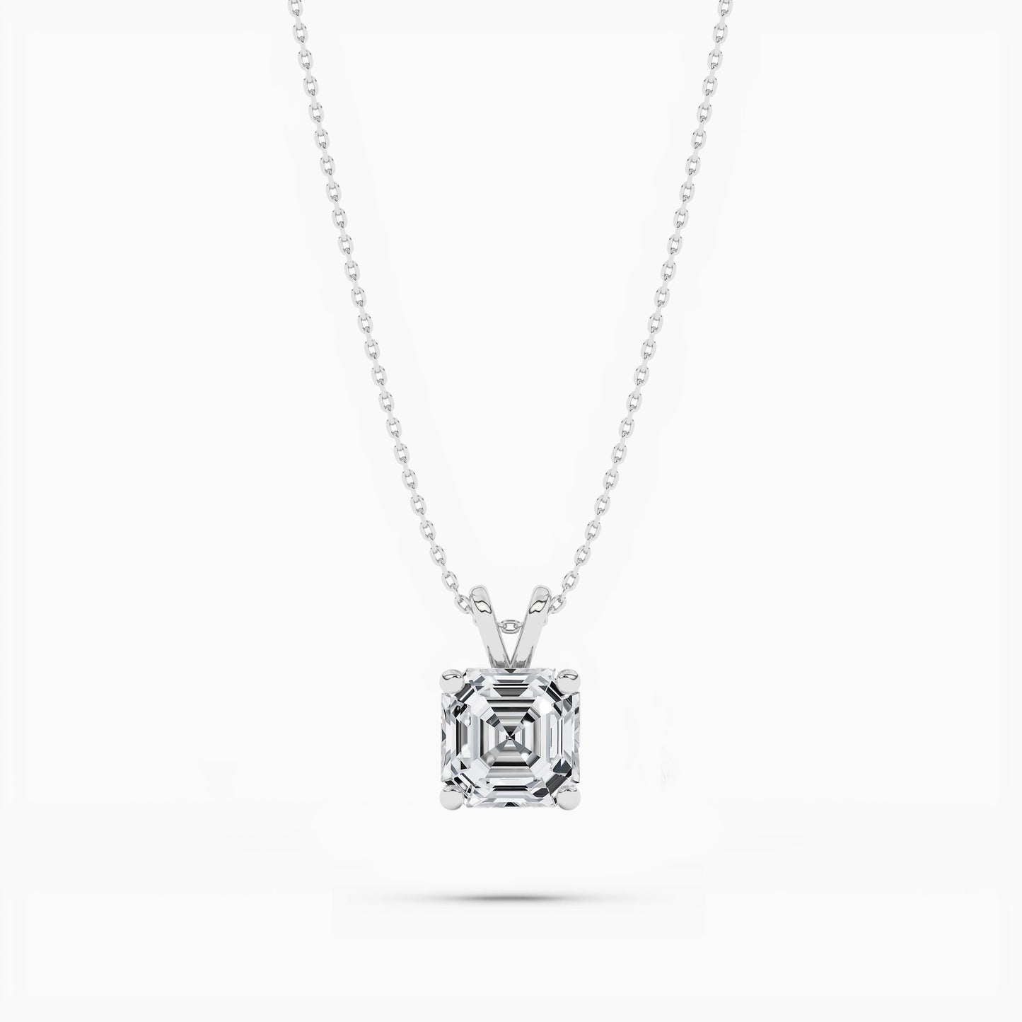 Asscher Diamond Solitaire Pendant Necklace