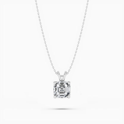 Asscher Diamond Solitaire Pendant Necklace