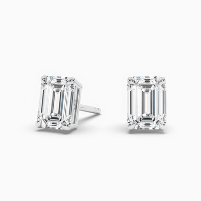 Emerald Diamond Slitaire Earrings