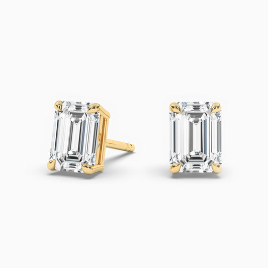Emerald Diamond Slitaire Earrings