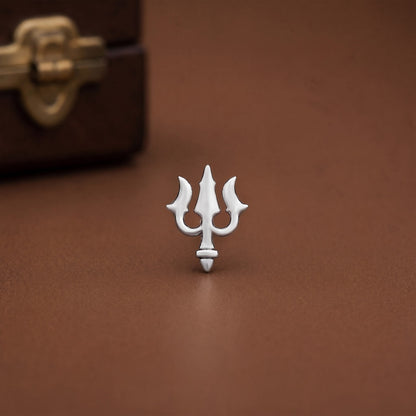 Silver Trishul Earrings for Men