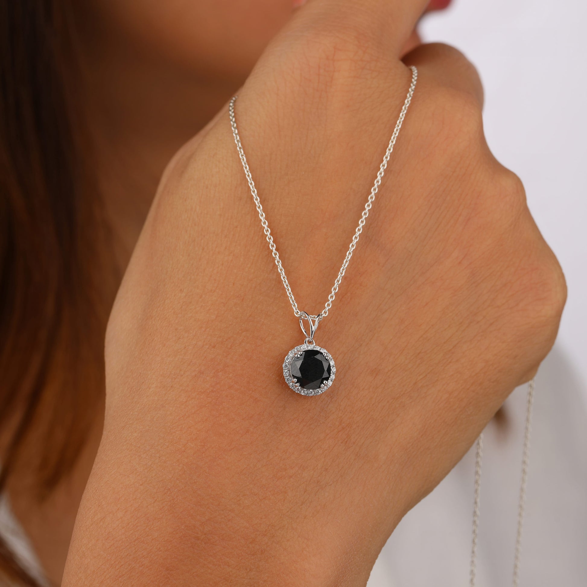 round black diamond necklace