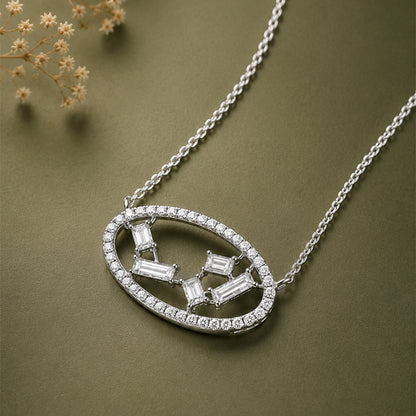 Silver Necklace for Women Simulated Diamond