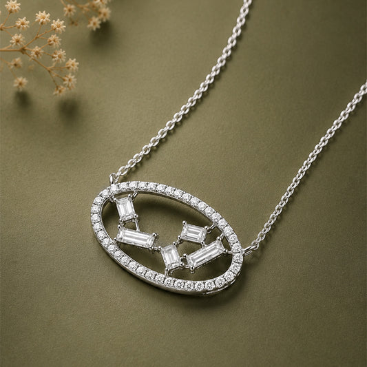 Silver Necklace for Women Simulated Diamond