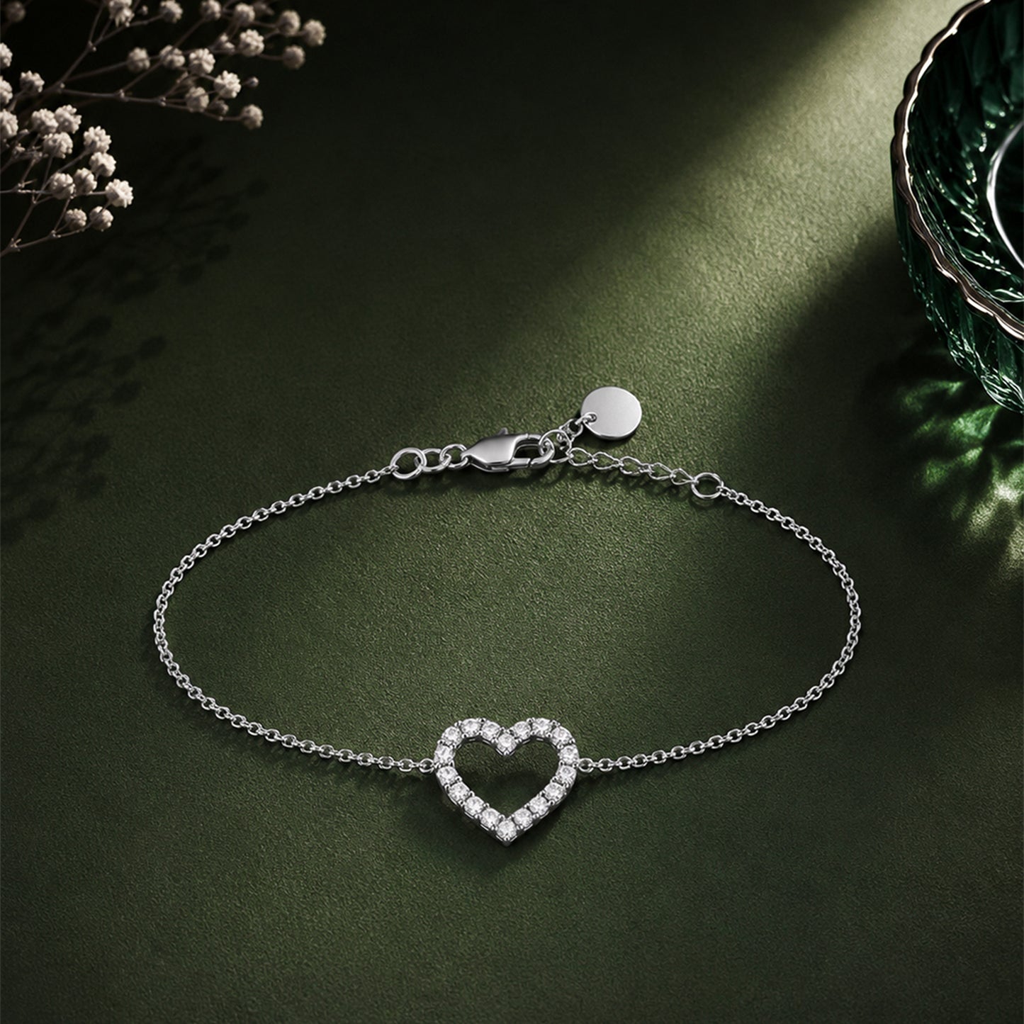 Heart Diamond Silver Bracelet for Women