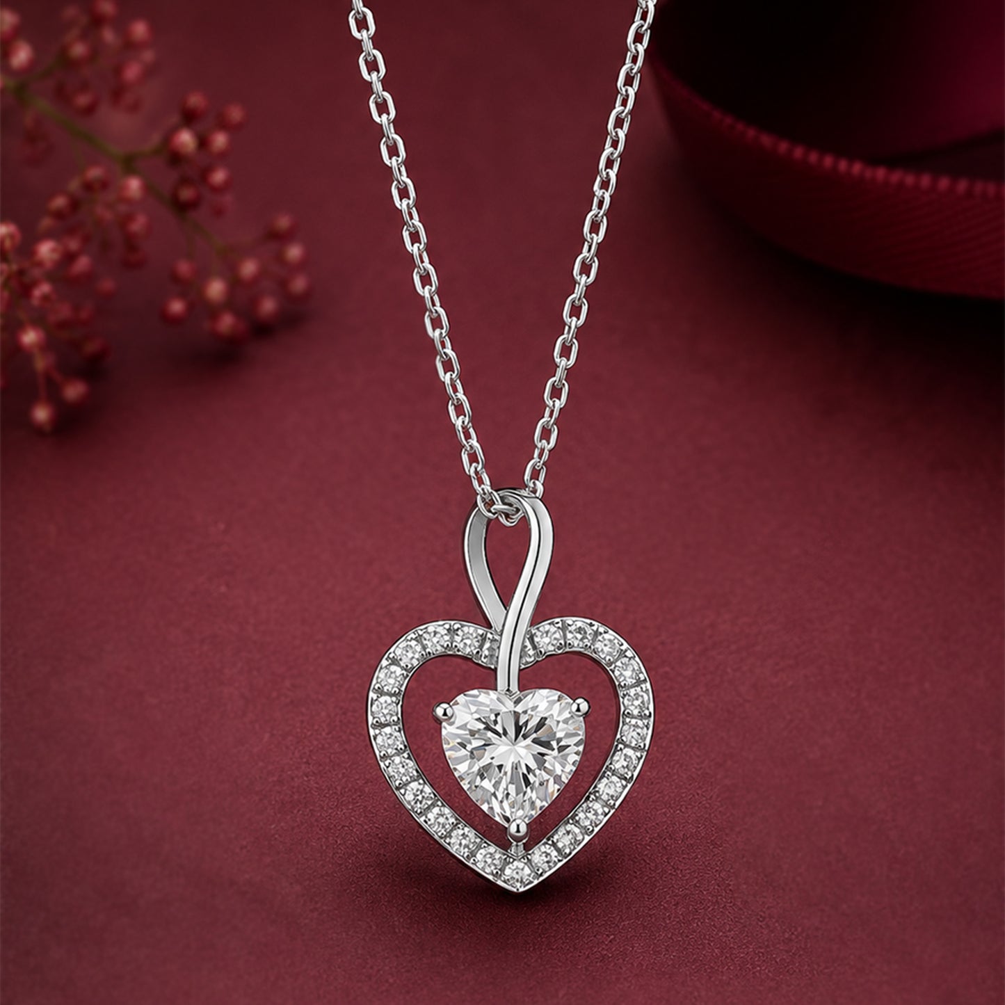 925 Silver Heart Pendant Necklace