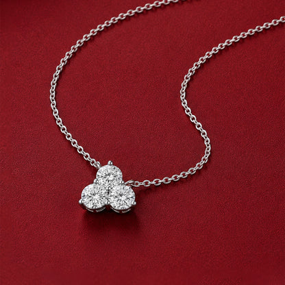 Trio Diamond Silver Chain Necklace Womens