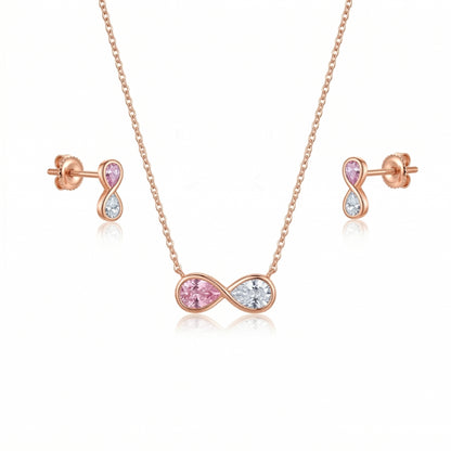 Rose gold jewelry set with infinity design 
