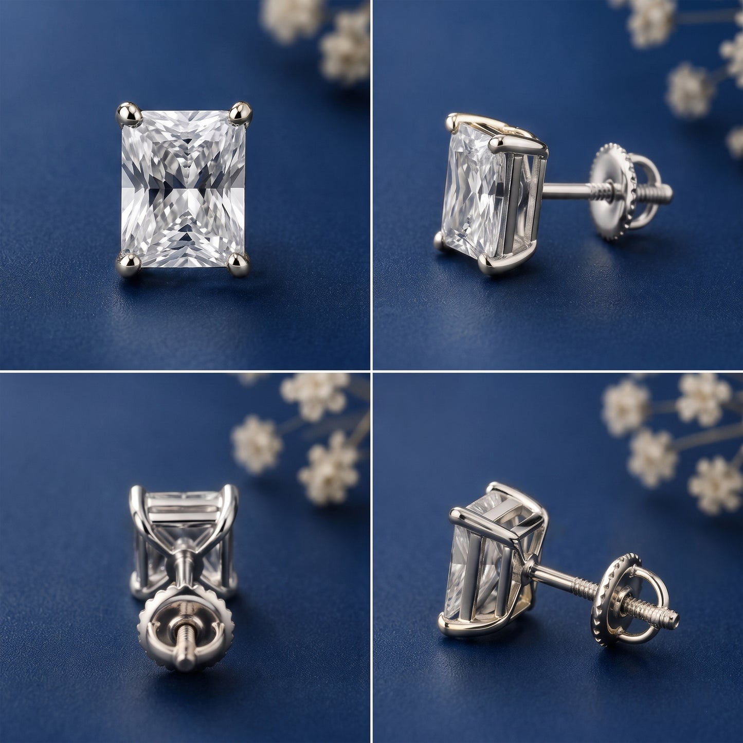 Collage of diamond stud earrings 