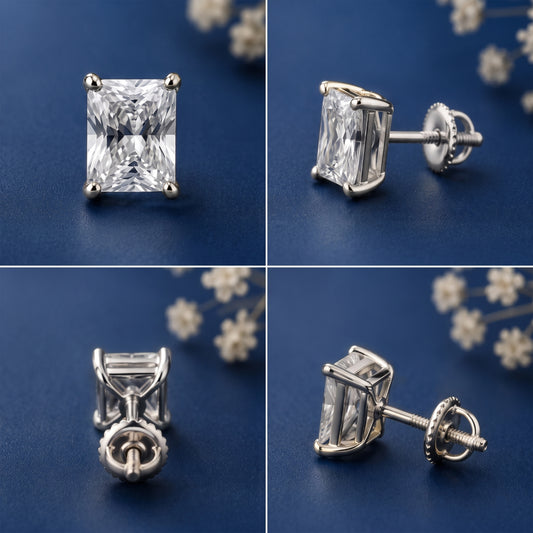 Collage of diamond stud earrings 